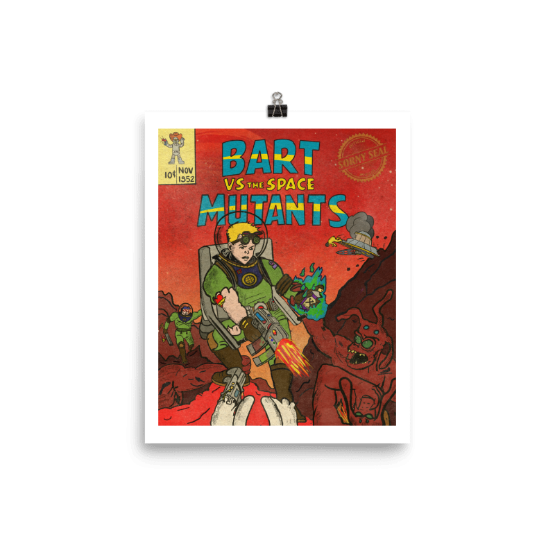 Bart Simpson Inspired Space Mutants Retro Poster, Doom Video game inspired, 8x10 